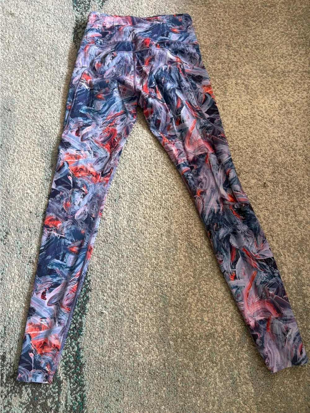 Lululemon Abstract Print Active Leggings in Navy and Red